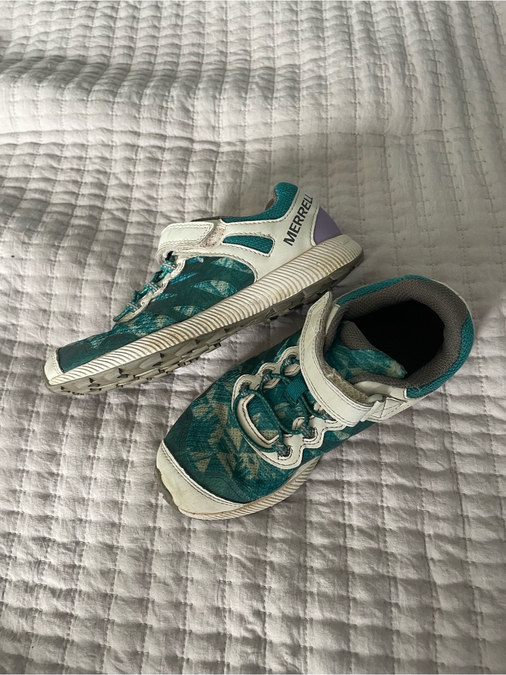 Merrell Kids Trail Sneakers Teal/White Size 2.5M Hiking Shoes Girls